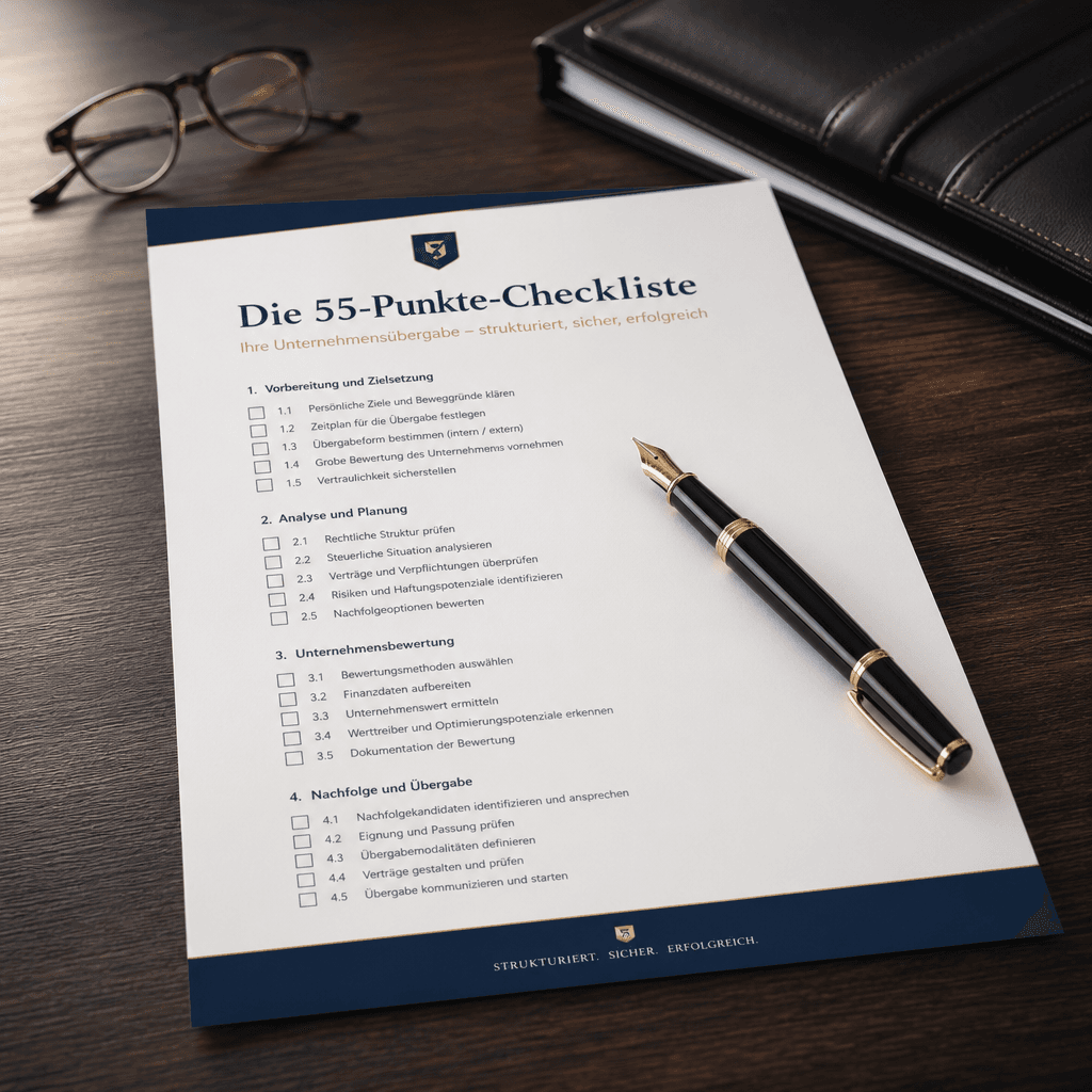 Die 55-Punkte-Checkliste: Ihre Unternehmensübergabe – strukturiert, sicher, erfolgreich